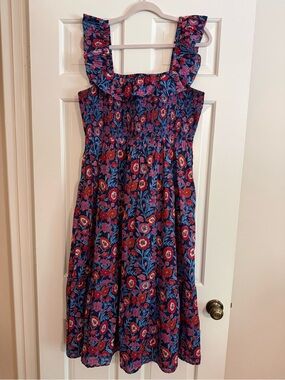 Vineyard Vines Navy Floral Smocked Sundress with Ruffle Straps